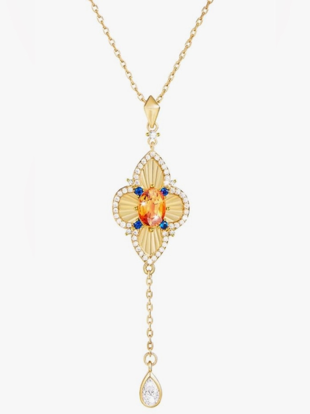 Stunning Nordstrom 18KT Gold Vermeil Gemstone Clover Y necklace